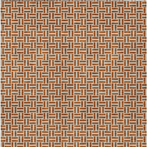 5' X 8' Copper And Beige Geometric Washable Indoor Outdoor Area Rug