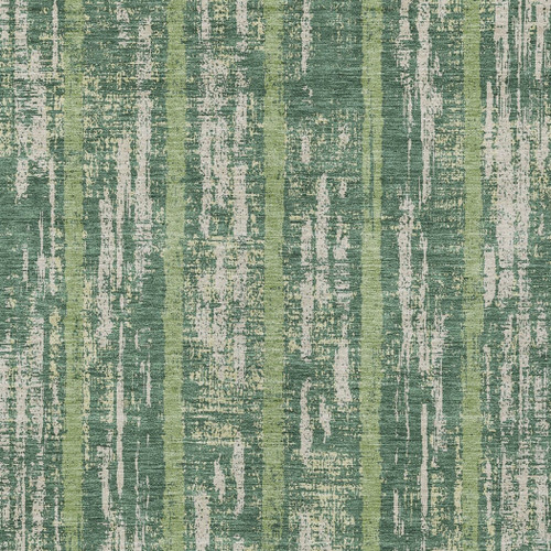 3' X 5' Green And Ivory Striped Washable Indoor Outdoor Area Rug