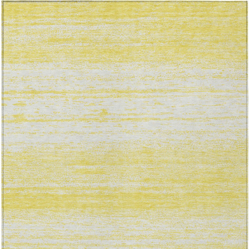 5' X 8' Yellow And Ivory Striped Washable Indoor Outdoor Area Rug