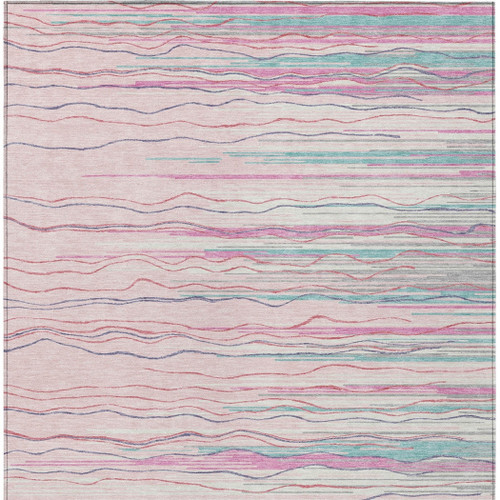 5' X 8' Pink Blue And Purple Striped Washable Indoor Outdoor Area Rug
