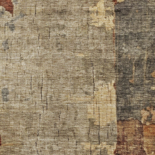 3' X 5' Khaki Charcoal And Terra Cotta Abstract Washable Indoor Outdoor Area Rug
