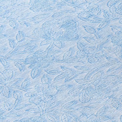 8' Sky Blue And Blue Round Floral Washable Indoor Outdoor Area Rug