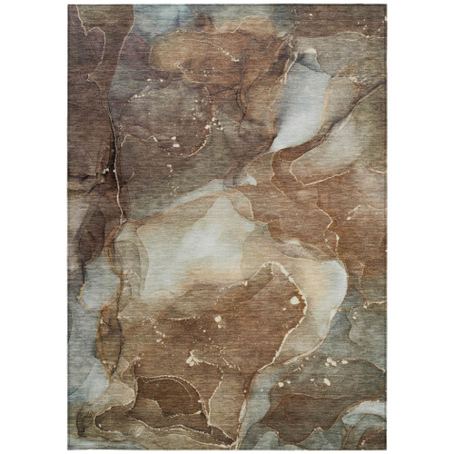 8' X 10' Brown Abstract Washable Non Skid Indoor Outdoor Area Rug