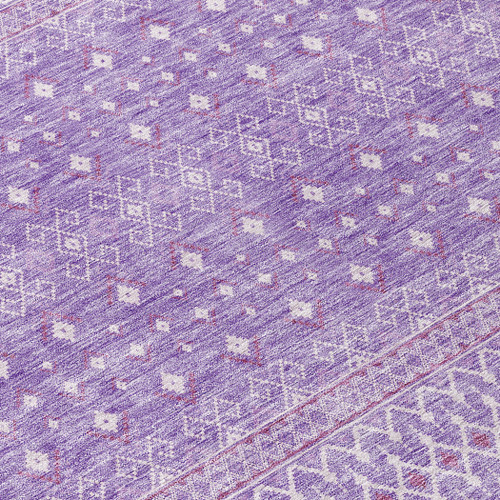 9' X 12' Lavender And Purple Tribal Washable Indoor Outdoor Area Rug