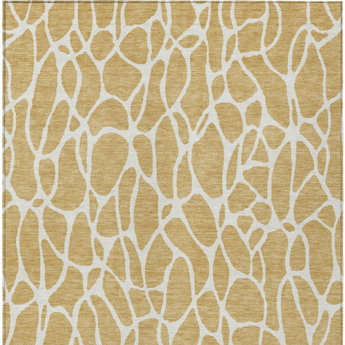 8' X 10' Gold And Ivory Geometric Washable Indoor Outdoor Area Rug