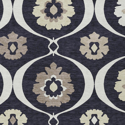 10' X 14' Black Ivory And Taupe Medallion Washable Indoor Outdoor Area Rug