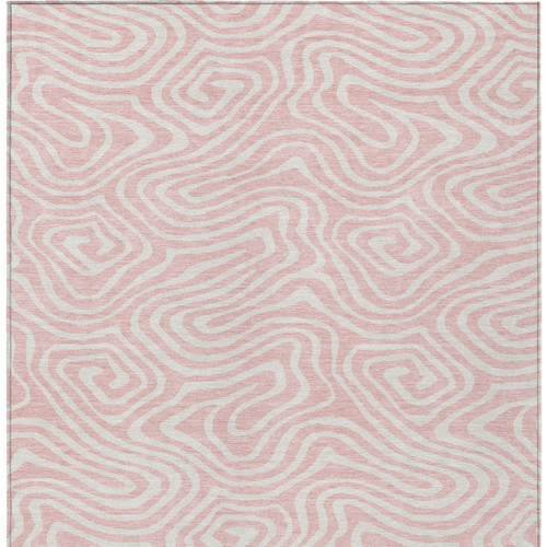 8' X 10' Pink And Gray Abstract Washable Indoor Outdoor Area Rug