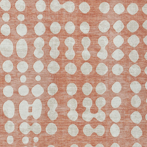 8' X 10' Salmon And Ivory Abstract Washable Indoor Outdoor Area Rug