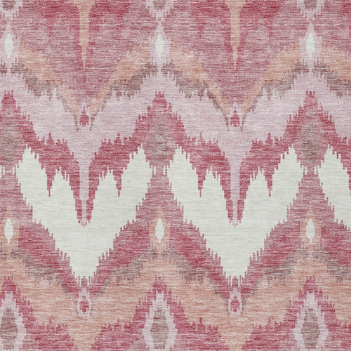8' X 10' Blush Mauve And Ivory Ikat Washable Indoor Outdoor Area Rug