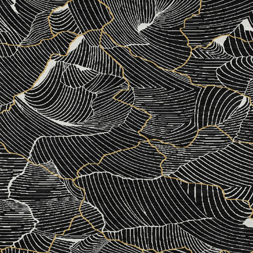 8' X 10' Black Ivory And Gold Abstract Washable Indoor Outdoor Area Rug