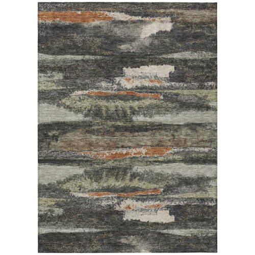 8' X 10' Charcoal Copper And Ivory Abstract Washable Indoor Outdoor Area Rug