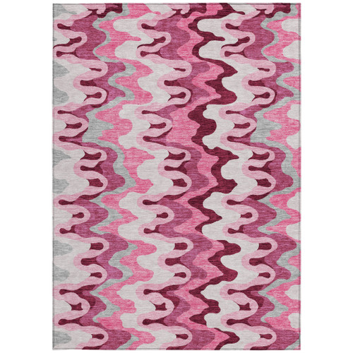 8' X 10' Blush Pink And Mauve Abstract Washable Indoor Outdoor Area Rug