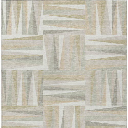 8' X 10' Ivory Beige And Gray Geometric Washable Indoor Outdoor Area Rug
