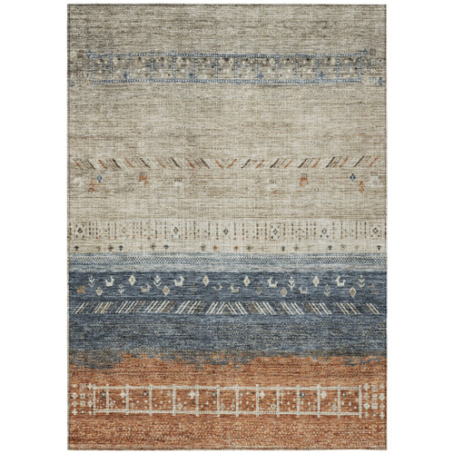 8' X 10' Brown Blue And Beige Southwestern Washable Indoor Outdoor Area Rug
