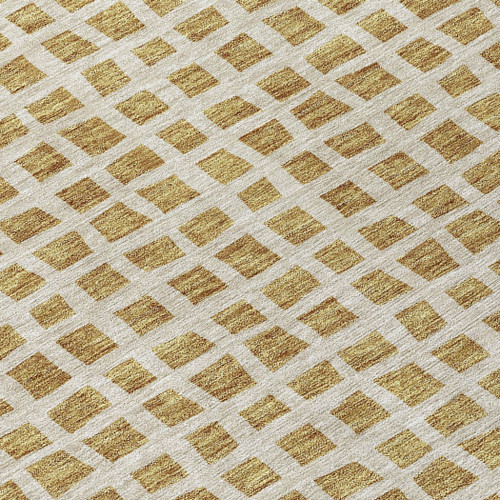 9' X 12' Gold And Beige Geometric Washable Indoor Outdoor Area Rug