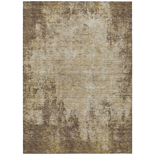 9' X 12' Brown And Beige Abstract Washable Indoor Outdoor Area Rug