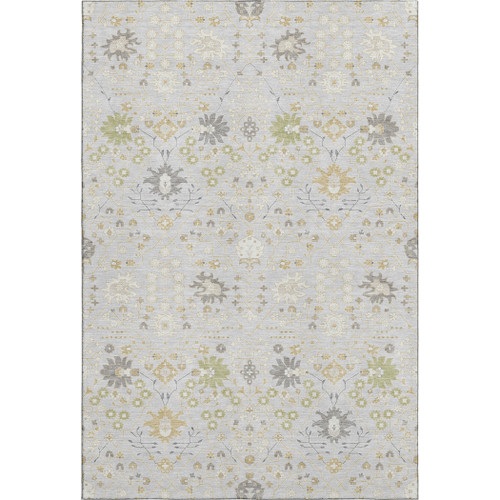 10' X 14' Silver Gold And Gray Oriental Washable Area Rug With UV Protection - 
