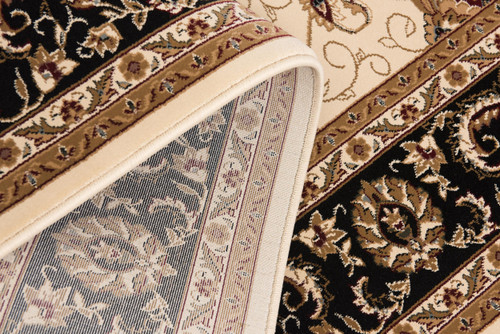 19' Runner Black Tan And Brown Oriental Runner Rug