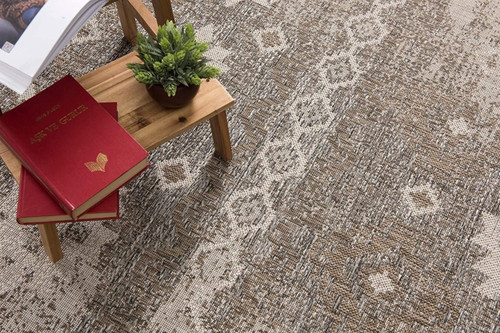 10' Beige Ikat Dhurrie Runner Rug