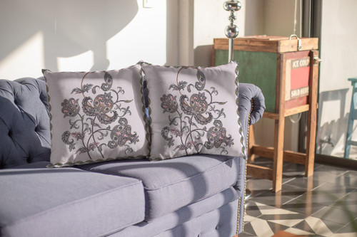 28 Gray White Wildflower Indoor Outdoor Throw Pillow
