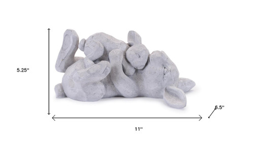 Set of Two Gray Polyresin Rabbit Figurine