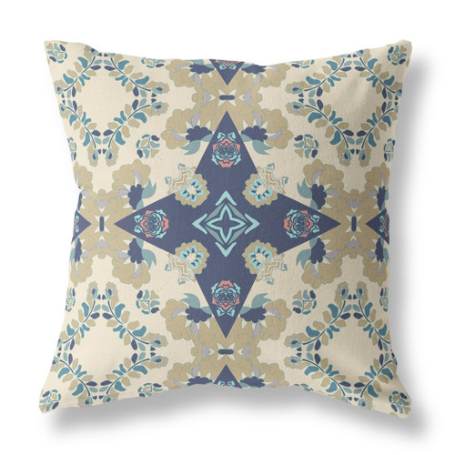 26 Sand Navy Diamond Star Indoor Outdoor Zippered Throw Pillow