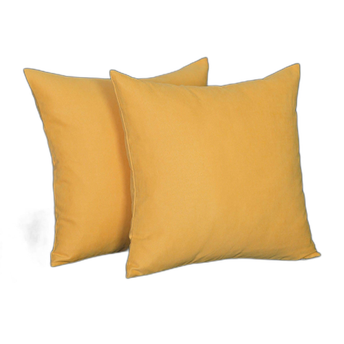 Set Of Two 20" X 20" Yellow Polyester Zippered Pillow
