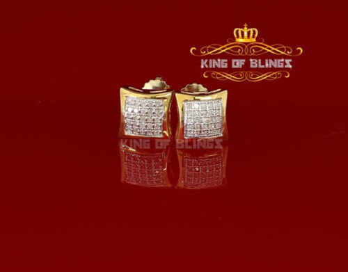 Real 10k Yellow Gold Stud Earrings with Real 0.15CT Diamonds