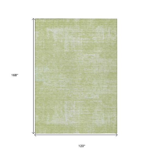 10' X 14' Sage Artichoke Green And Mint Green Abstract Washable Indoor Outdoor Area Rug