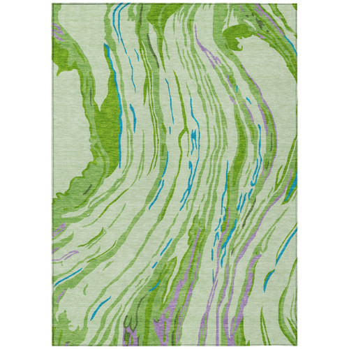3' X 5' Green Teal Blue And Purple Abstract Washable Indoor Outdoor Area Rug