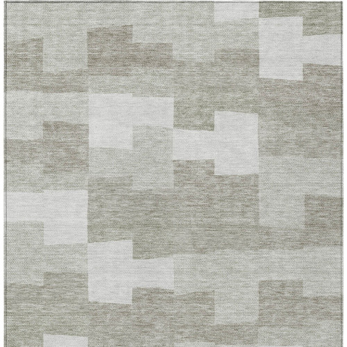 9' X 12' Taupe Brown And Beige Geometric Washable Indoor Outdoor Area Rug