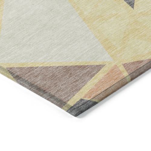 8' X 10' Wheat Brown And Gray Geometric Washable Indoor Outdoor Area Rug