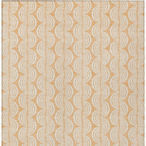 10' X 14' Peach And Beige Ogee Washable Indoor Outdoor Area Rug