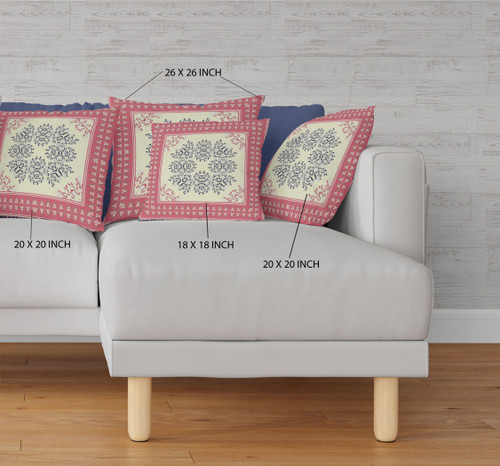 28" X 28" Cream And Pink Blown Seam Floral Indoor Outdoor Throw Pillow