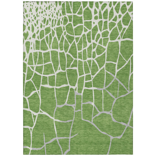8' X 10' Green And Ivory Abstract Washable Indoor Outdoor Area Rug
