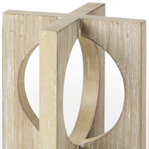 Wood Square Tabletop Sculpture