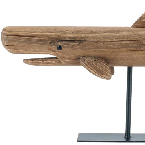 Set of Two Brown Metal Whale Statue