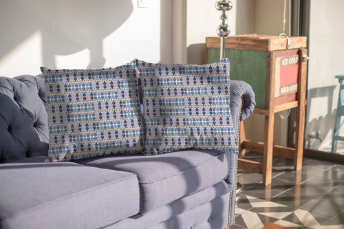 20" Blue Gray Spades Indoor Outdoor Zippered Throw Pillow