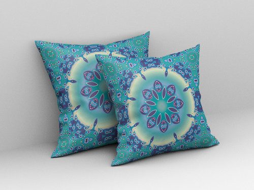 16 Green Blue Jewel Indoor Outdoor Zippered Throw Pillow