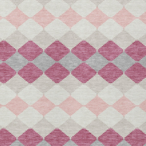 5' X 8' Pink Gray And Ivory Geometric Washable Indoor Outdoor Area Rug