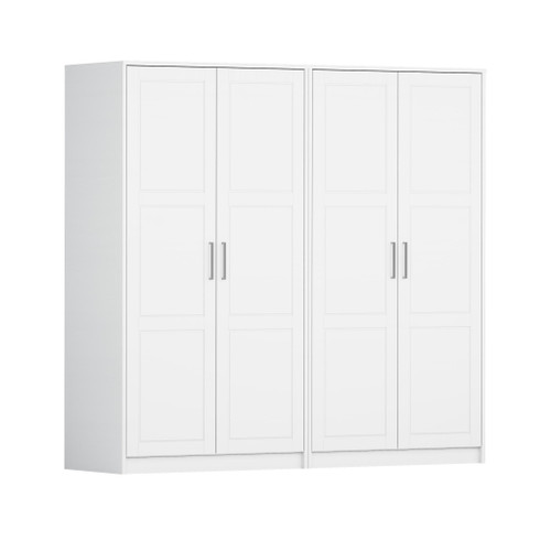 72" White Solid Wood Four Door Combo Dresser