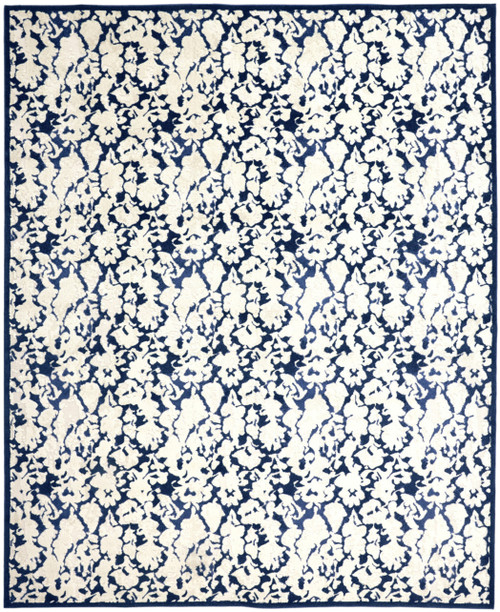 5' X 8' Blue and Ivory Abstract Power Loom Area Rug