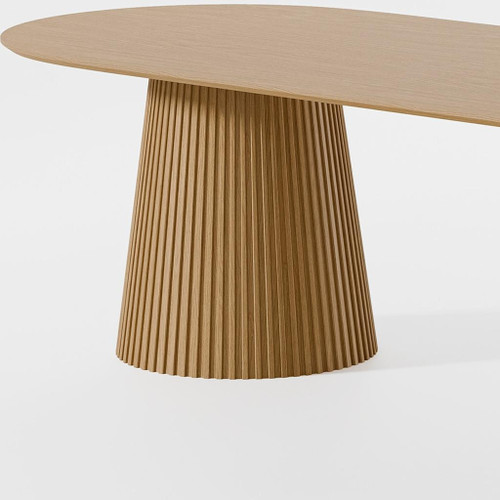 86" Natural Wood Double Pedestal Base Oval Dining Table