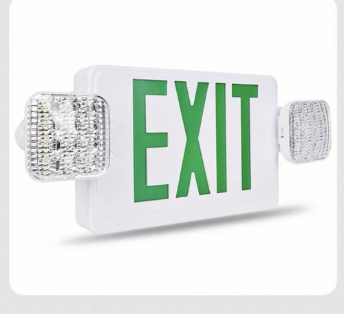 19" Green Double Sided Emergency Exit Combo Sign With Lights