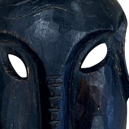 10" Black Distressed Solid Wood Decorative Mask