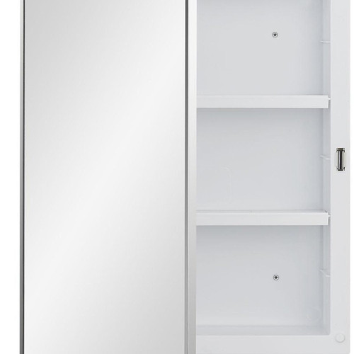16" White Plastic Floating Single Door Bathroom Vanity And Medicine Cabinet With Mirror