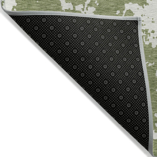 8' X 10' Green And Ivory Abstract Washable Indoor Outdoor Area Rug