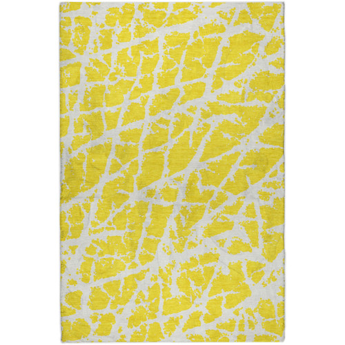 10' X 14' Yellow And Ivory Geometric Shag Washable Area Rug With UV Protection