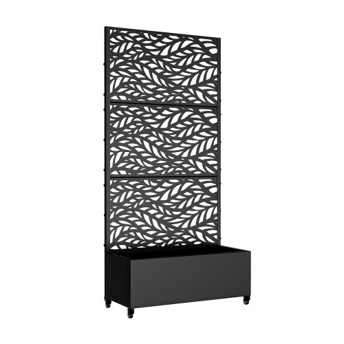 72" X 35" Black Metal Rectangular Planter Box