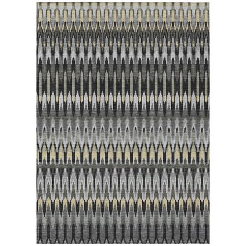 5' X 8' Charcoal Gray And Beige Southwestern Washable Indoor Outdoor Area Rug